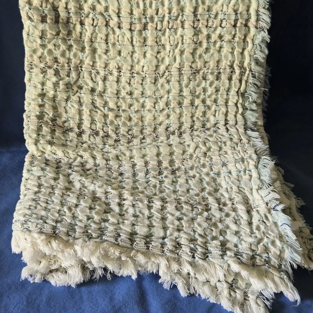 Lumahome by Lumatex Textured Throw Blanket Made In Portugal 100% Cotton 50X60 In